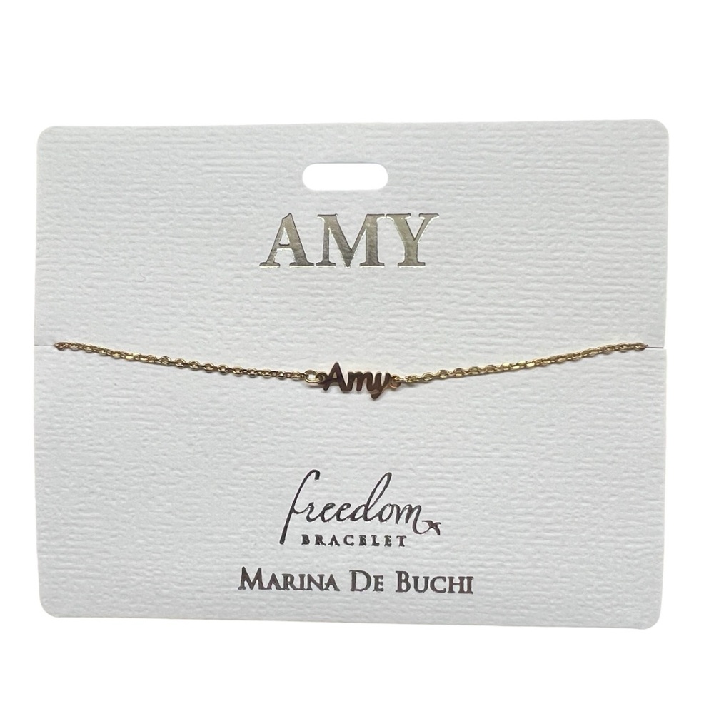 Marina De Buchi Personalized Luxe Name Amy Freedom Bracelet Jewelry NWT Present